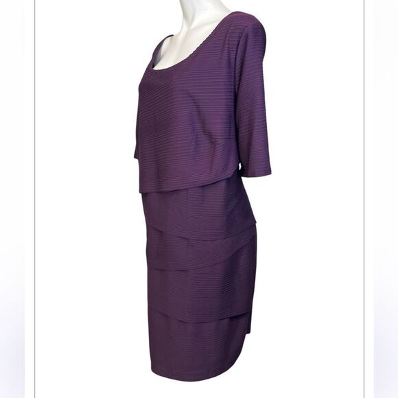 Connected Apparel dress Womens plus size 24w purple Tiered‎ Ribbed Sheath office - Picture 3 of 6